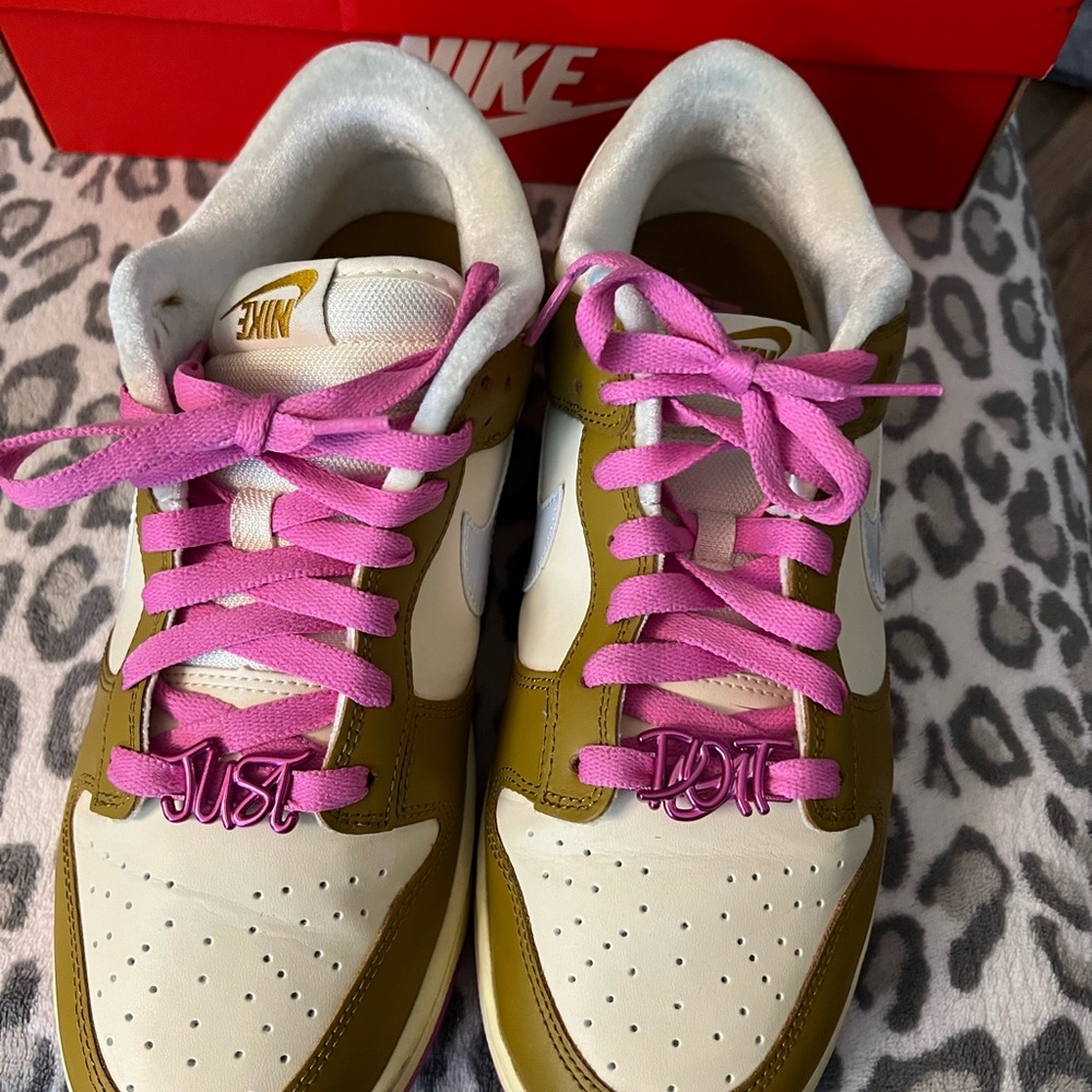 Nike Sneakers with Pink and Olive Accents